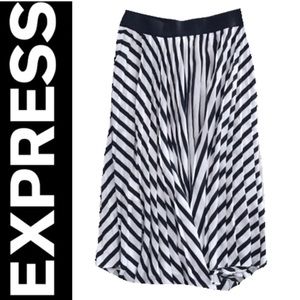 EXPRESS Black & White Pleated Midi Skirt  - Size S